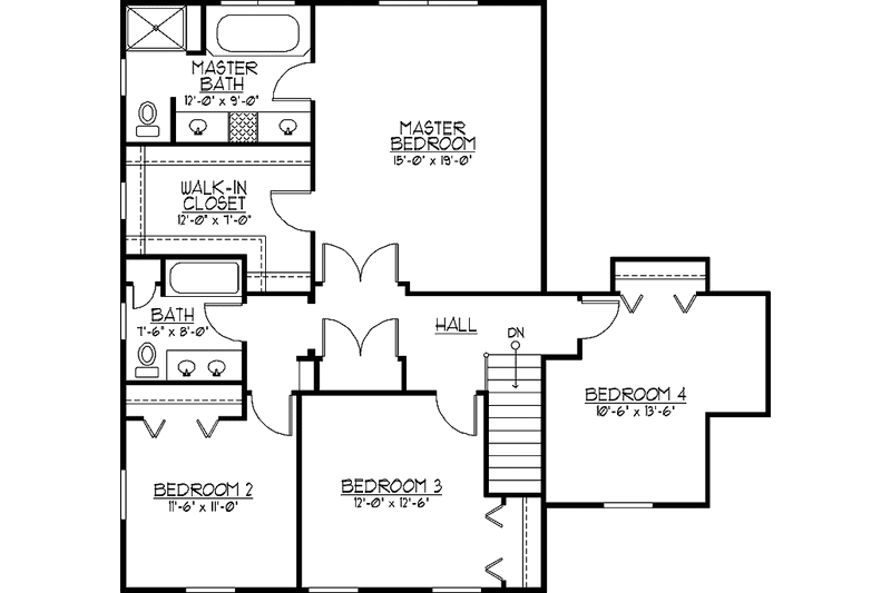 Architectural House Design - Floor Plan - Upper Floor for Classical House Plan #978-16 - 4 bed, 2.5 bath