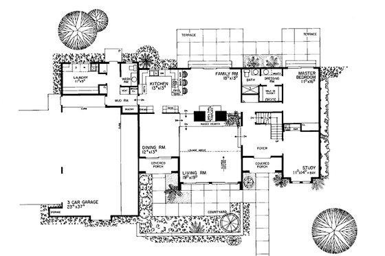 Floor Plan - Main Floor for Mediterranean House Plan #72-772 - 4 bed, 2.5 bath