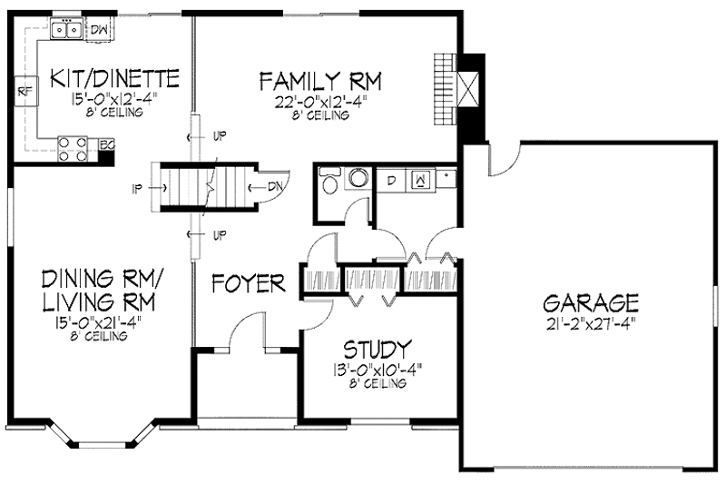 Home Plan - Floor Plan - Main Floor for Traditional House Plan #51-714 - 3 bed, 2.5 bath
