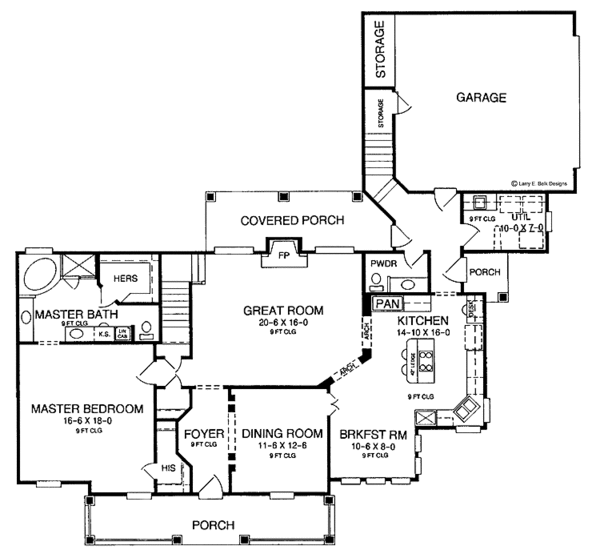 House Blueprint - Country Floor Plan - Main Floor Plan #952-106