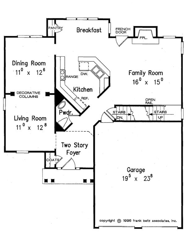 Architectural House Design - Colonial Floor Plan - Main Floor Plan #927-227