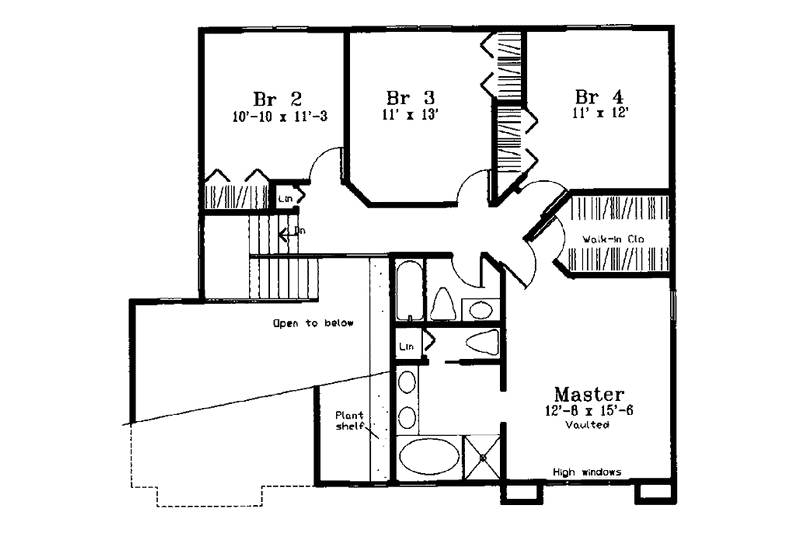 Home Plan - Floor Plan - Upper Floor for Country House Plan #300-105 - 4 bed, 2.5 bath