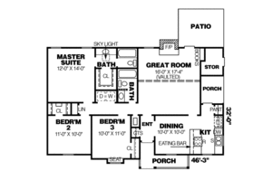 Floor Plan - Main Floor for Country House Plan #34-102 - 3 bed, 2 bath
