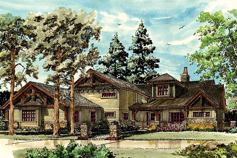 Architectural House Design - Exterior - Front Elevation 3 for Craftsman House Plan #942-30 - 4 bed, 4.5 bath