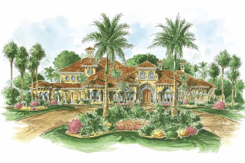 Home Plan - Exterior - Front Elevation 3 for Mediterranean House Plan #1017-73 - 5 bed, 5.5 bath