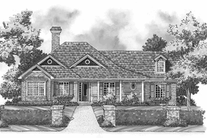Exterior - Front Elevation 3 for Country House Plan #930-255 - 3 bed, 2 bath