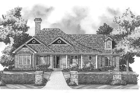 Exterior - Front Elevation 3 for Country House Plan #930-255 - 3 bed, 2 bath