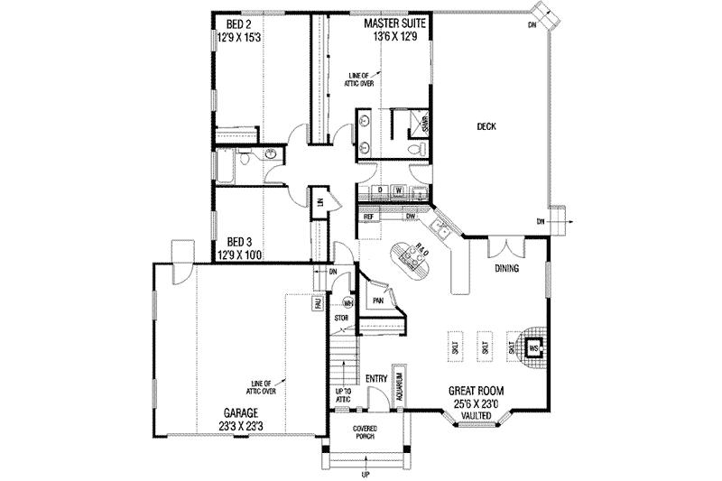 Dream House Plan - Floor Plan - Main Floor for Traditional House Plan #60-532 - 3 bed, 2 bath