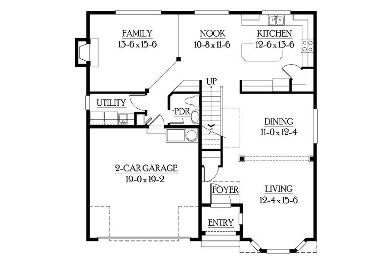 Home Plan - Floor Plan - Main Floor for Craftsman House Plan #132-259 - 4 bed, 2.5 bath