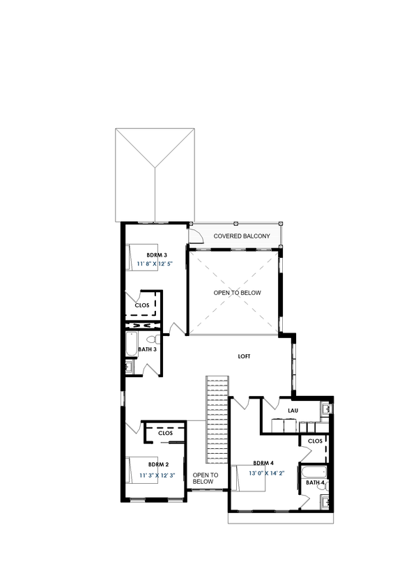 Home Plan - Floor Plan - Upper Floor for Modern House Plan #1129-39 - 4 bed, 4 bath