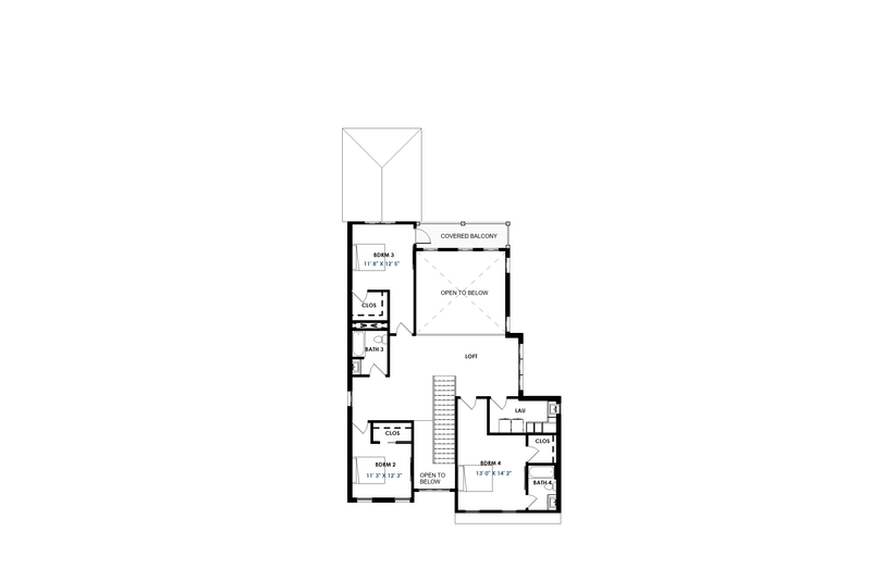 Home Plan - Floor Plan - Upper Floor for Modern House Plan #1129-39 - 4 bed, 4 bath