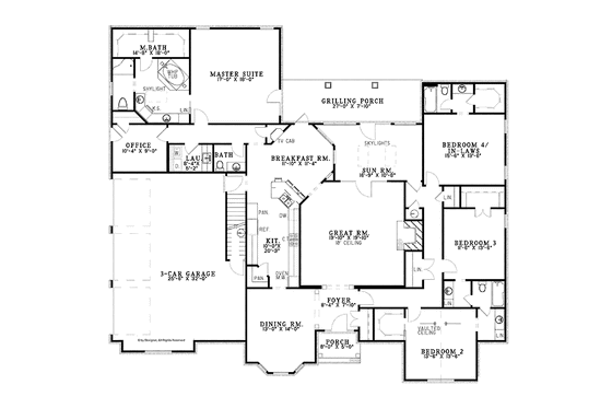 Floor Plan - Main Floor for Traditional House Plan #17-3344 - 5 bed, 4.5 bath