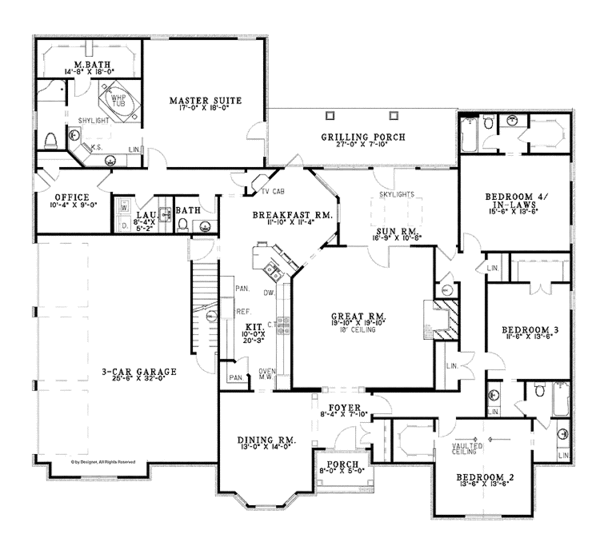 Dream House Plan - Traditional Floor Plan - Main Floor Plan #17-3344