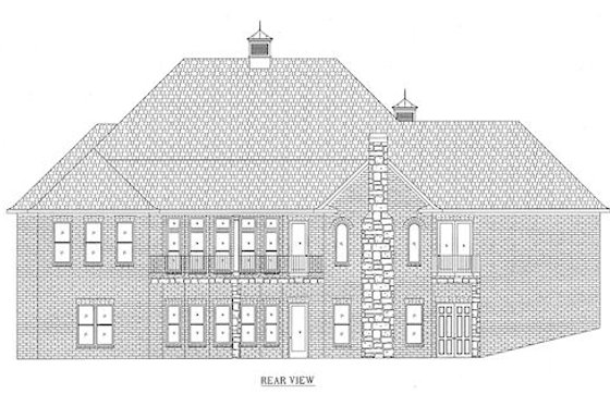Exterior - Rear Elevation for European House Plan #437-21 - 4 bed, 4 bath