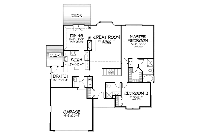 Home Plan - Floor Plan - Main Floor for Ranch House Plan #320-749 - 2 bed, 2 bath