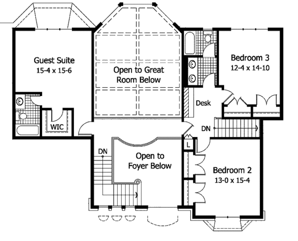 House Blueprint - Traditional Floor Plan - Upper Floor Plan #51-791
