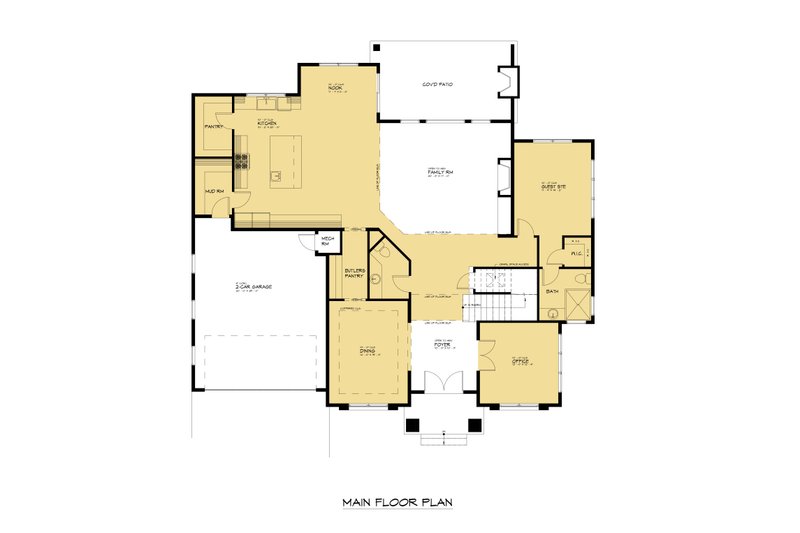 Home Plan - Floor Plan - Main Floor for Craftsman House Plan #1066-223 - 4 bed, 4.5 bath