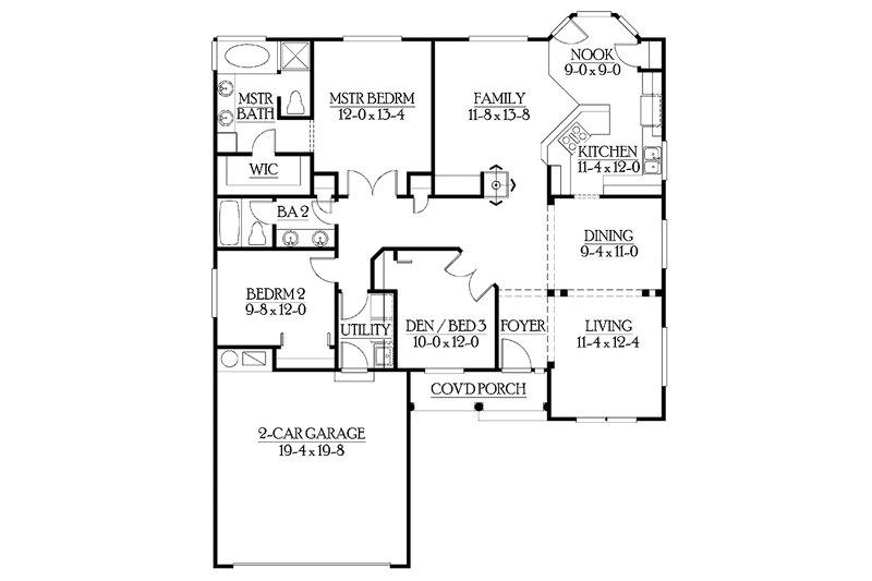 Home Plan - Floor Plan - Main Floor for Craftsman House Plan #132-270 - 3 bed, 2 bath