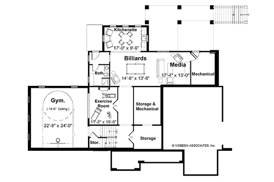 Floor Plan - Lower Floor for European House Plan #928-25 - 6 bed, 3.5 bath