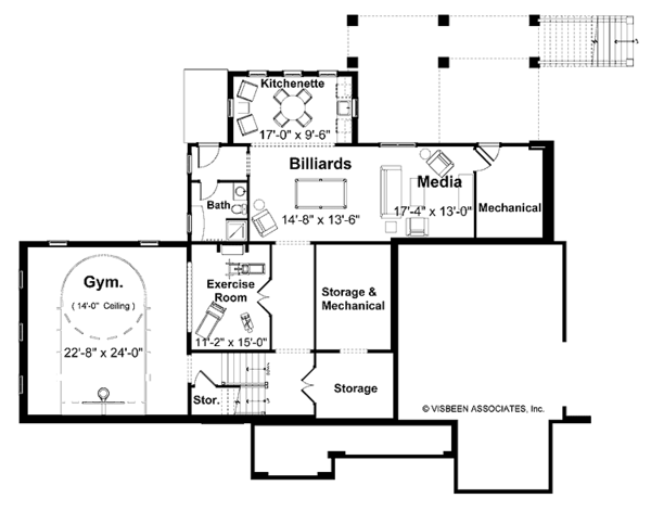 Architectural House Design - European Floor Plan - Lower Floor Plan #928-25