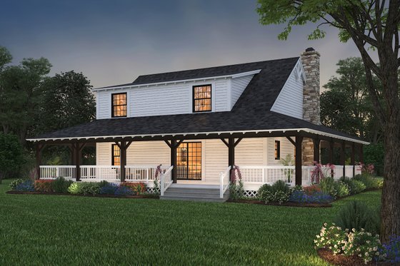 Exterior - Rear Elevation for Farmhouse House Plan #72-110 - 3 bed, 2.5 bath