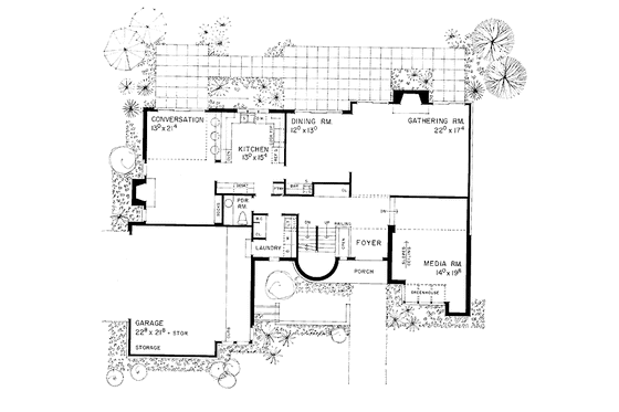 Floor Plan - Main Floor for Contemporary House Plan #72-991 - 4 bed, 3.5 bath