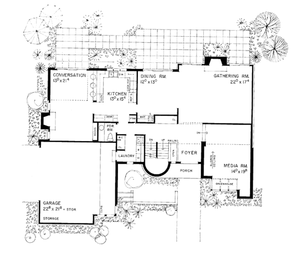 House Blueprint - Contemporary Floor Plan - Main Floor Plan #72-991