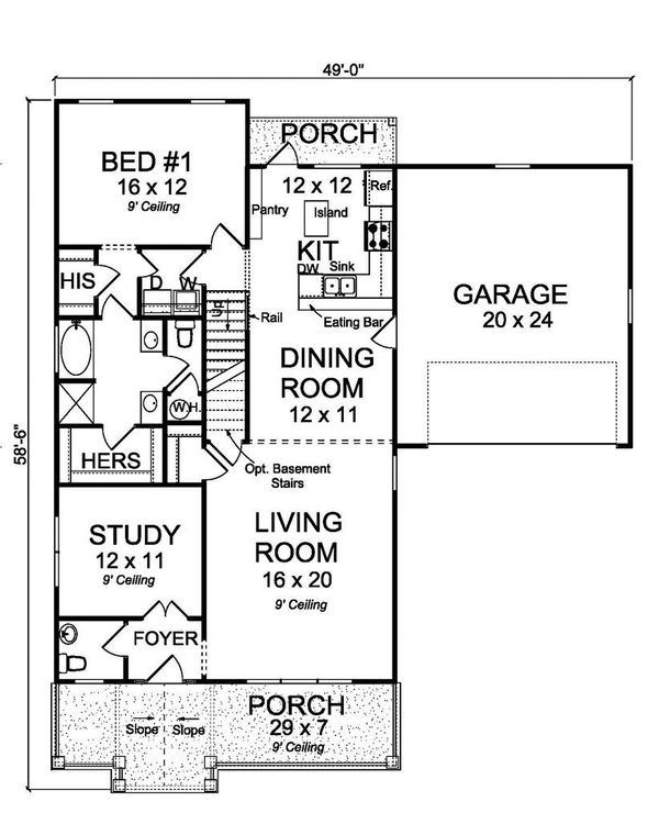 Dream House Plan - Traditional Floor Plan - Main Floor Plan #513-2096