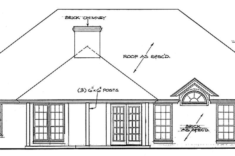 Home Plan - Exterior - Rear Elevation for Ranch House Plan #310-1181 - 3 bed, 2 bath
