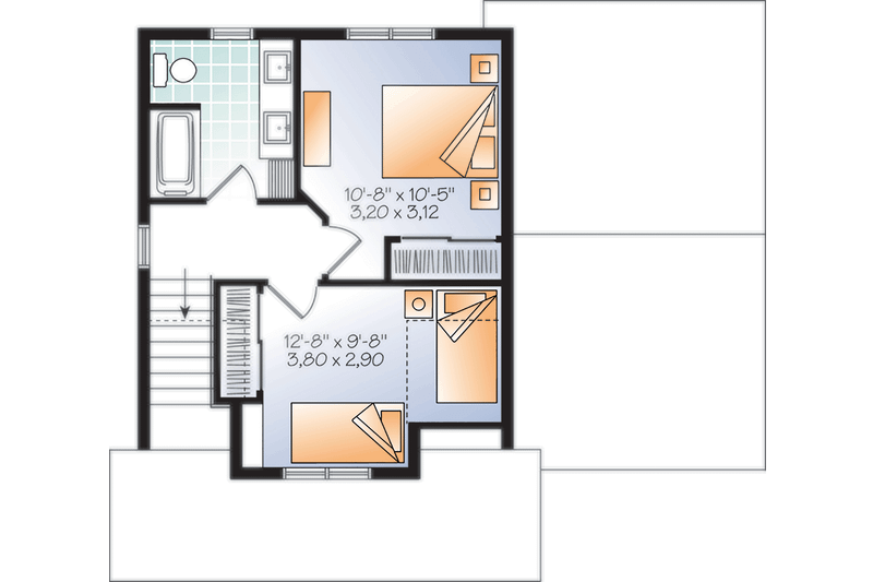 Dream House Plan - Floor Plan - Upper Floor for Craftsman House Plan #23-2683 - 2 bed, 1.5 bath