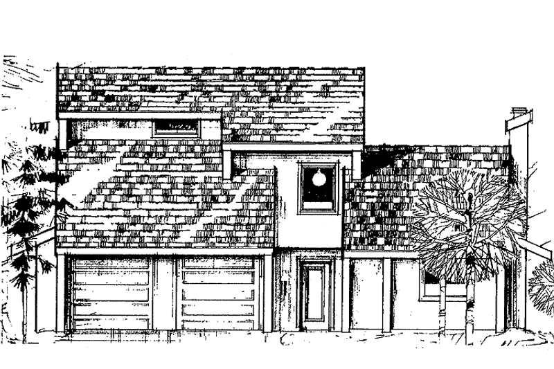 Home Plan - Exterior - Front Elevation 3 for Contemporary House Plan #60-735 - 3 bed, 2.5 bath