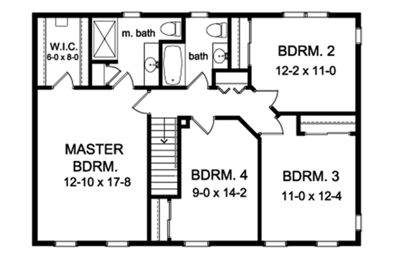 Floor Plan - Upper Floor for Colonial House Plan #1010-152 - 4 bed, 2.5 bath