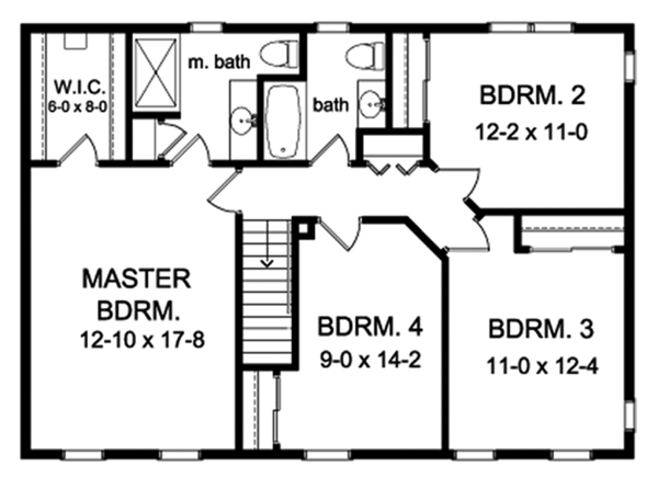 Colonial Floor Plan - Upper Floor Plan #1010-152