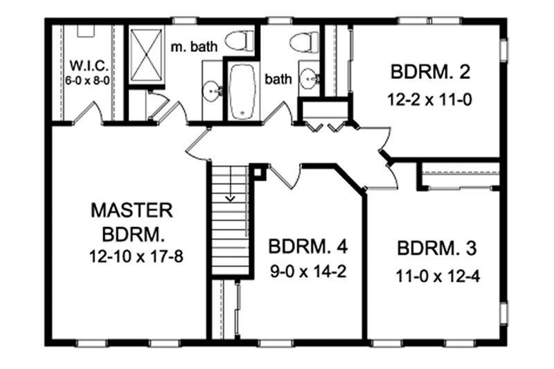 Architectural House Design - Floor Plan - Upper Floor for Colonial House Plan #1010-152 - 4 bed, 2.5 bath