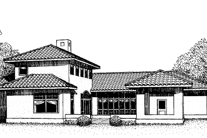 House Blueprint - Exterior - Rear Elevation for Mediterranean House Plan #1051-12 - 3 bed, 2.5 bath