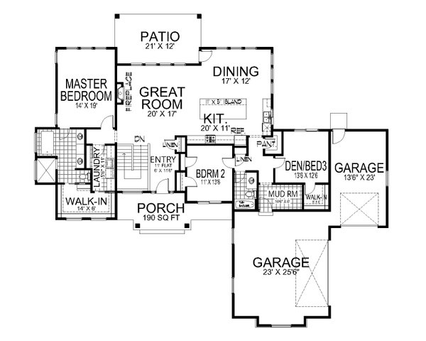 House Design - Floor Plan - Main Floor for Prairie House Plan #112-319 - 6 bed, 4 bath
