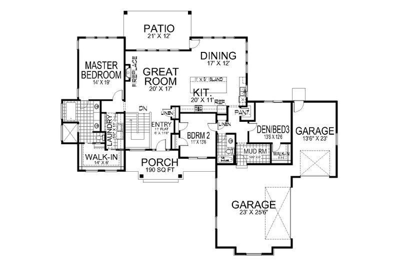 Dream House Plan - Floor Plan - Main Floor for Prairie House Plan #112-319 - 6 bed, 4 bath