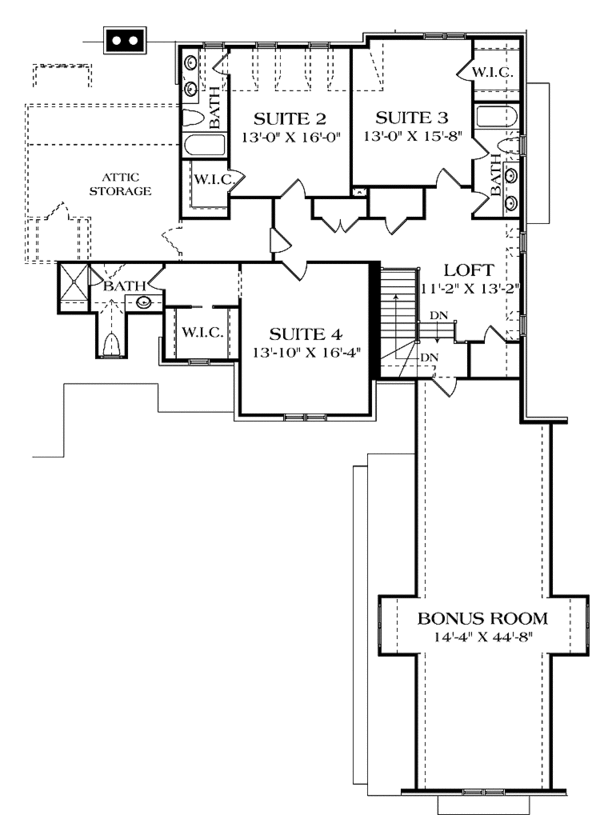 Architectural House Design - European Floor Plan - Upper Floor Plan #453-583
