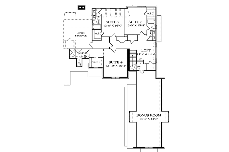 Home Plan - Floor Plan - Upper Floor for European House Plan #453-583 - 4 bed, 4.5 bath