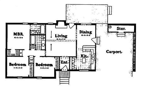 House Blueprint - Ranch Floor Plan - Main Floor Plan #36-106