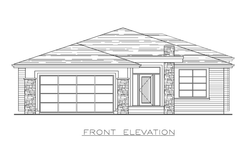 Home Plan - Exterior - Front Elevation 3 for Prairie House Plan #1100-12 - 2 bed, 2 bath
