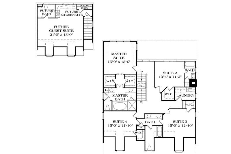 Home Plan - Floor Plan - Upper Floor for Classical House Plan #453-333 - 5 bed, 4.5 bath