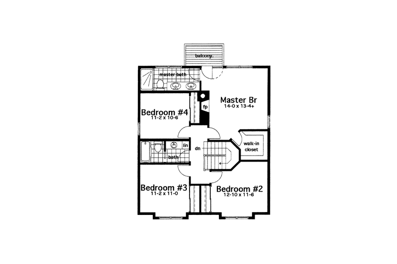 House Blueprint - Floor Plan - Upper Floor for Country House Plan #965-6 - 4 bed, 2.5 bath