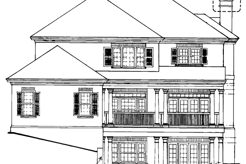 House Plan Design - Exterior - Rear Elevation for Classical House Plan #429-185 - 4 bed, 3.5 bath