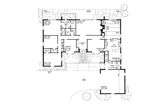 Floor Plan - Main Floor for Ranch House Plan #72-569 - 3 bed, 2.5 bath