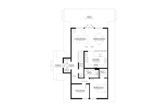 Floor Plan - Main Floor for Cabin House Plan #1114-119 - 2 bed, 2 bath