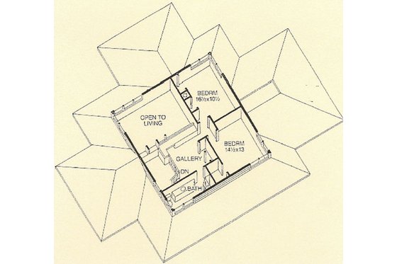 Floor Plan - Upper Floor for Prairie House Plan #454-8 - 4 bed, 3 bath