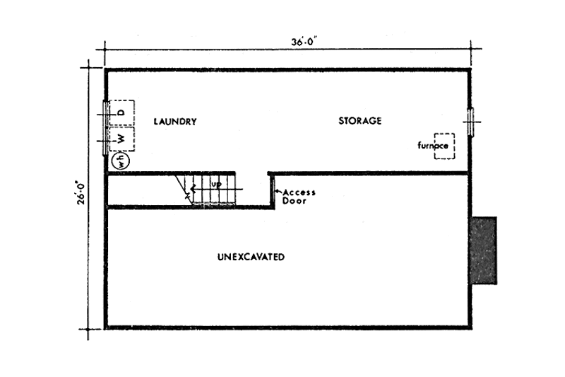House Blueprint - Floor Plan - Lower Floor for Prairie House Plan #320-1324 - 3 bed, 2 bath