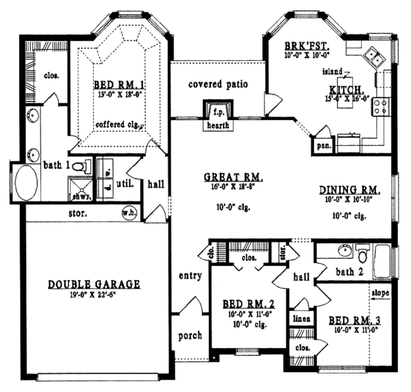 House Design - Ranch Floor Plan - Main Floor Plan #42-565