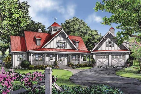 Exterior - Front Elevation 2 for Country House Plan #929-807 - 2 bed, 3 bath